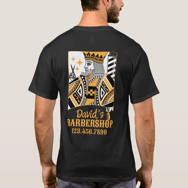 Camiseta Barber King Retro Estilo de tarjeta de reproducció (Reverso)