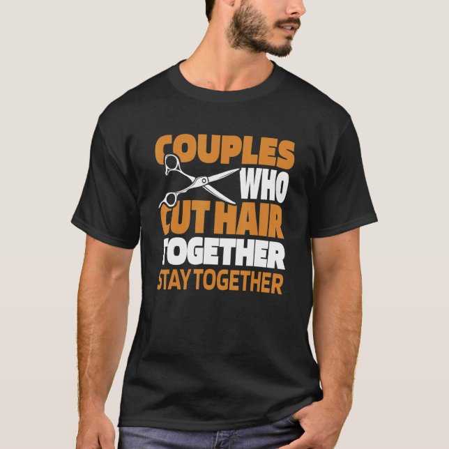 Camiseta Barber Pareja Coiffeur Hairstyle Haircut Bebe B (Anverso)