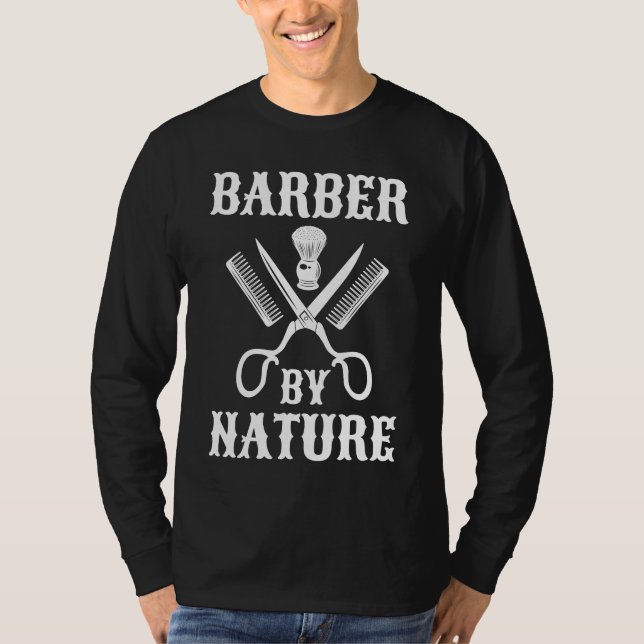 Camiseta Barber Por Naturaleza - Barbería De Haircut (Anverso)