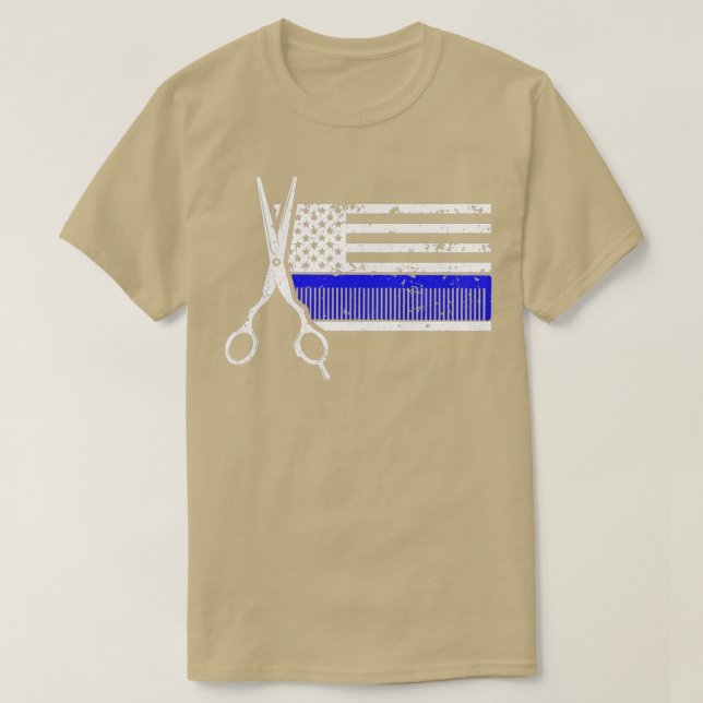 Camiseta Barber Salon de Bandera de Estados Unidos 1 (Diseño del anverso)