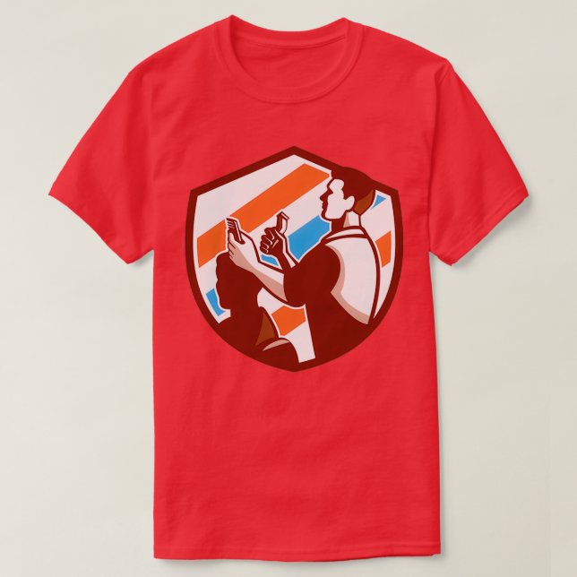 Camiseta Barber Scissors Comb Cubierta de Comb Retro (Diseño del anverso)