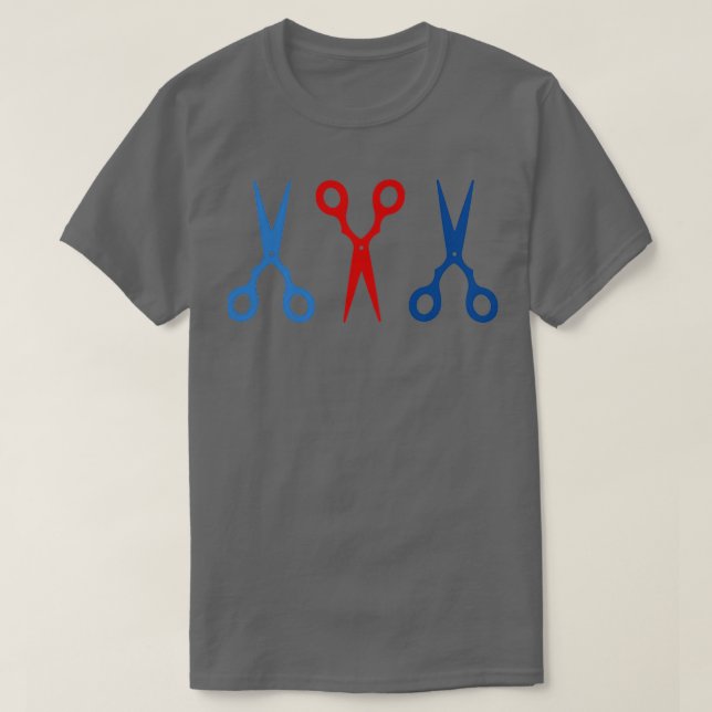 Camiseta Barber shop scissors red and blue (Diseño del anverso)