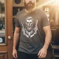 Barber Skull Holding Scissor profesional Barber