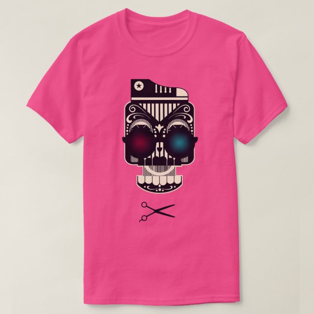 Camiseta Barber Skull Tradicional Mexicano De Guay Con Duo  (Diseño del anverso)