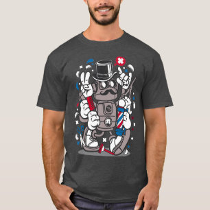 Camiseta Barber urbano Hipster Robot Hair Cut Pegatina