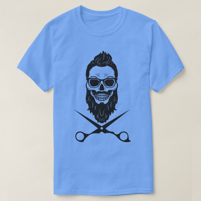 Camiseta barbería de cráneo 1 (Diseño del anverso)