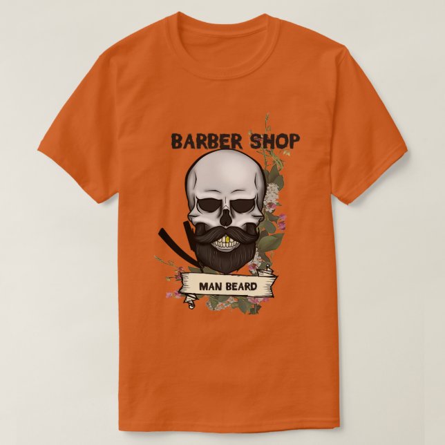 Camiseta barbería de cráneo de arte (Diseño del anverso)