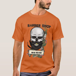 Camiseta barbería de cráneo de arte
