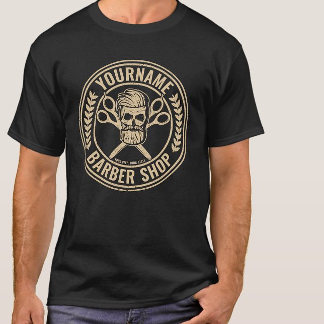Camiseta Barbería Personalizada Skull Rockabilly Salon   (Subido por el creador)