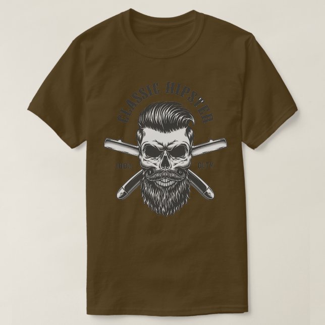 Camiseta barberos de hipster cráneo (Diseño del anverso)