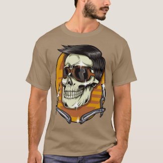 Camiseta barbershop de skull divertido pelo fresco