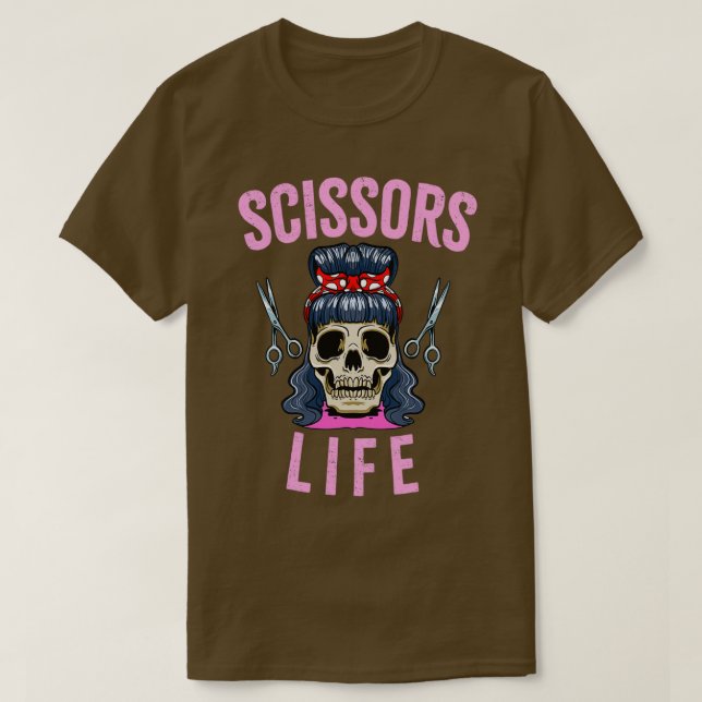 Camiseta Barbershop Scissor Life Hairdresser Skull Barber (Diseño del anverso)