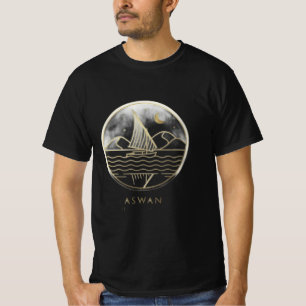 Camiseta Barca de vela de Asuán Arte de línea minimalista -