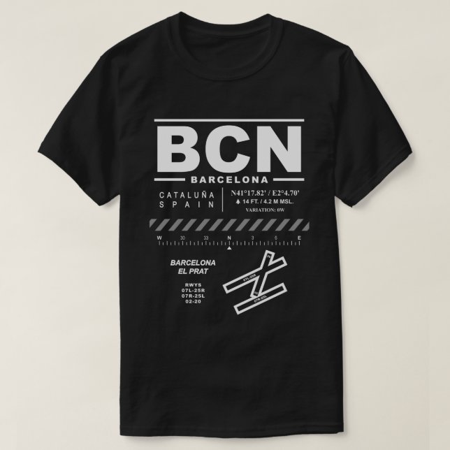 Camiseta Barcelona - Aeropuerto de El Prat BCN T-Shirt (Diseño del anverso)
