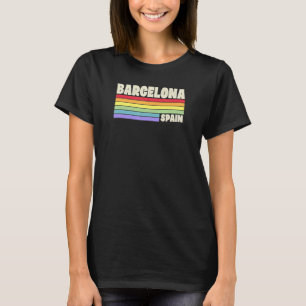 Camiseta Barcelona España Rainbow Gay Pride Merch Retro 70