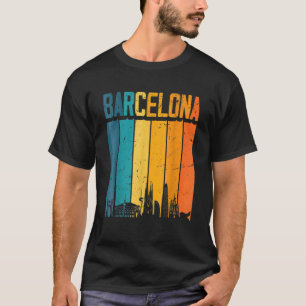 Camiseta Barcelona España Retro Vintage Sunset Skyline Barc