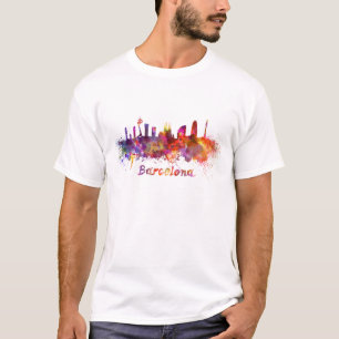 Camiseta Barcelona skyline in watercolor