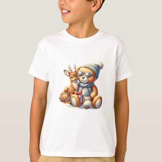 Camiseta Bärchen und sein Rehkitz im Schnee (Anverso)