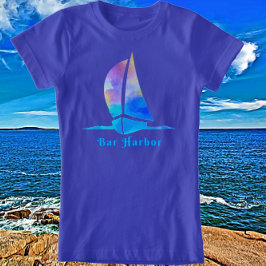 Camiseta Barco acuático Bar Harbour Maine Watercolor