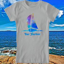 Camiseta Barco acuático Bar Harbour Maine Watercolor