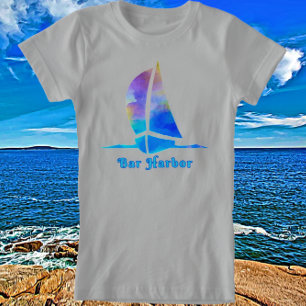 Camiseta Barco acuático Bar Harbour Maine Watercolor