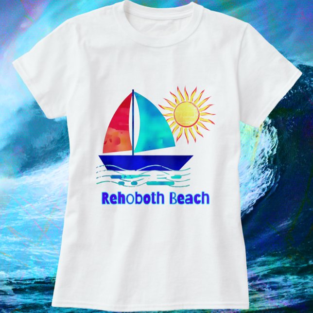 Camiseta Barco acuático Rehoboth Beach Delaware Bonito (Rehoboth Delaware Vacation Souvenir shirt with color choices)
