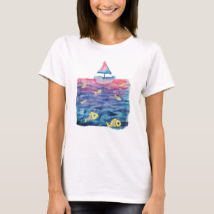 Camiseta Barco acuático y peces