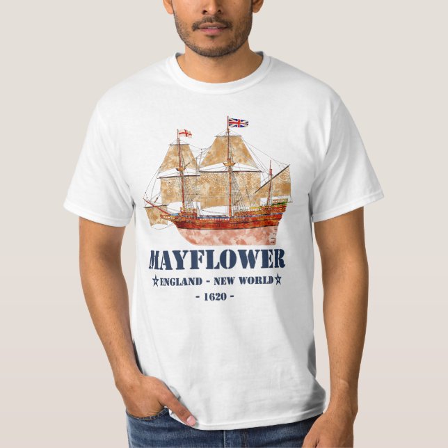 Camiseta Barco al alza del Mayflower - Inglaterra al nuevo  (Anverso)
