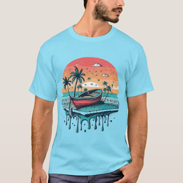 Camiseta Barco Atardecer Tropical (Anverso)
