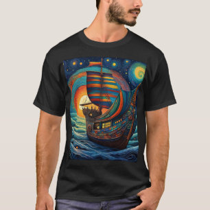 Camiseta Barco bajo el cielo lunar 4