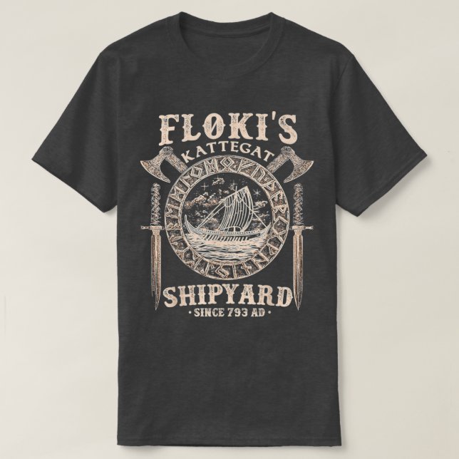 Camiseta Barco De Astillero Flokis Kattegat Viking Y Espada (Diseño del anverso)