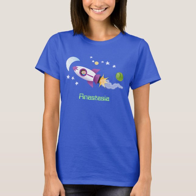 Camiseta Barco de cohetes en ilustracion de personalizado e (Anverso)