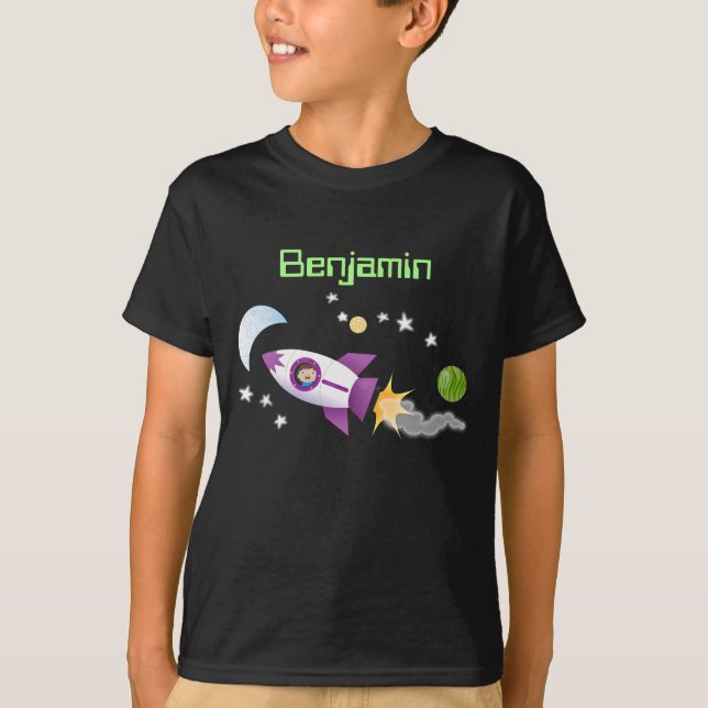 Camiseta Barco de cohetes en ilustracion de personalizado e (Anverso)