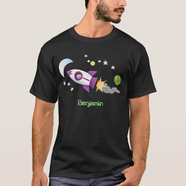 Camiseta Barco de cohetes en ilustracion de personalizado e (Anverso)