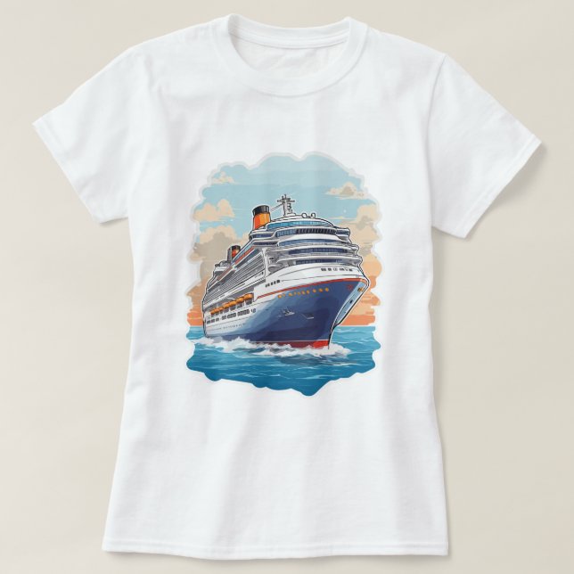 Camiseta Barco de crucero colorido (Diseño del anverso)