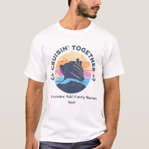 Camiseta Barco de crucero familiar Naranja/azul para el ata