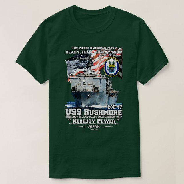 Camiseta Barco de la marina USS Rushmore LSD47 (Diseño del anverso)