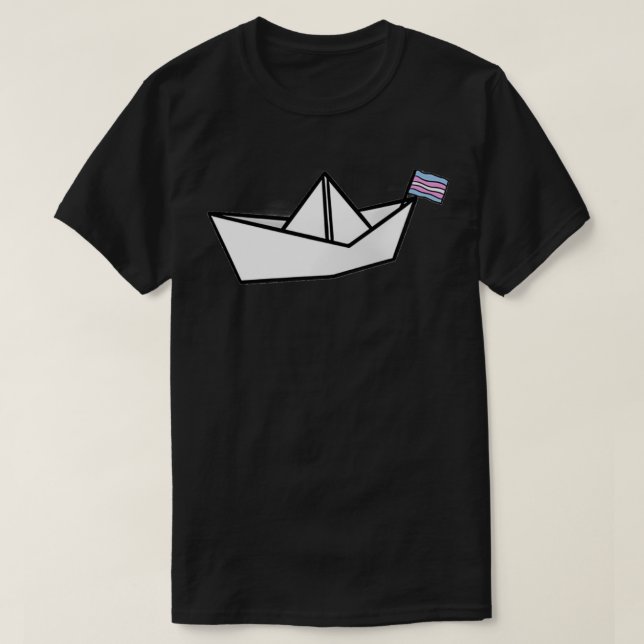Camiseta barco de papel de orgullo trans (Diseño del anverso)
