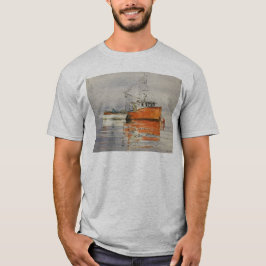 Camiseta Barco de pesca de Maine naranja náutico de océano 