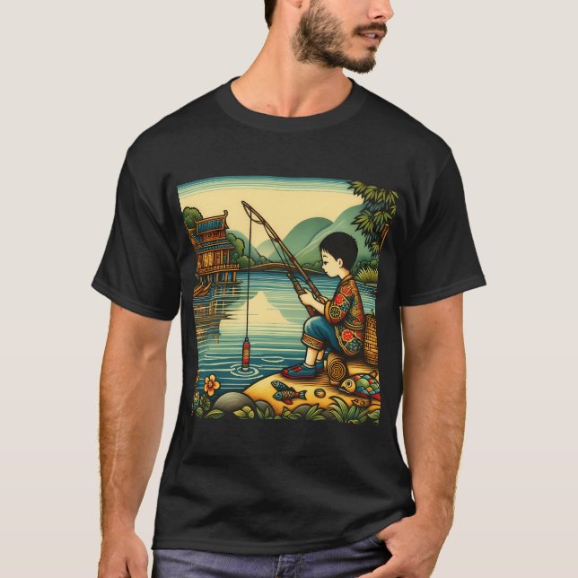 Camiseta Barco de pesca lindo (círculo) (Anverso)