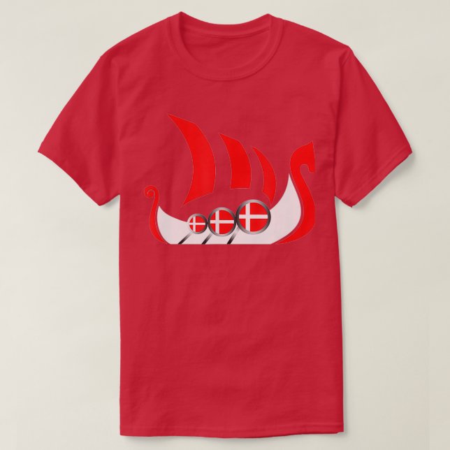 Camiseta Barco de transporte aéreo danés con bandera danesa (Diseño del anverso)
