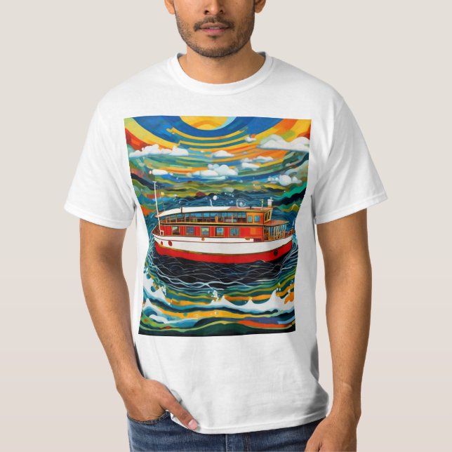 Camiseta Barco de vapor en tormenta 3 (Anverso)
