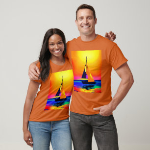 Camiseta Barco de vela contra la vibrante puesta de sol en 