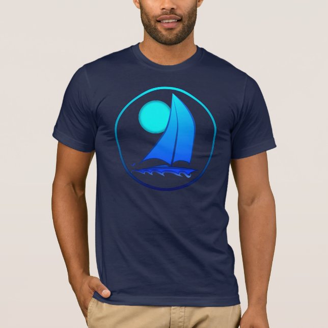 Camiseta Barco de vela de vectores azules (Anverso)