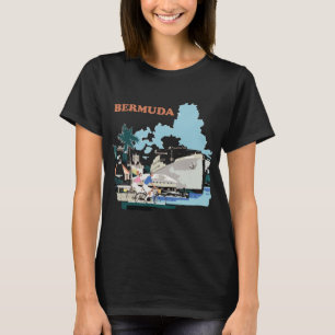 Camiseta Barco de vela del puerto de Bermudas Azul Viaje Vi