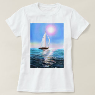 Camiseta Barco de vela en Sunrise T-Shirt - Pintura