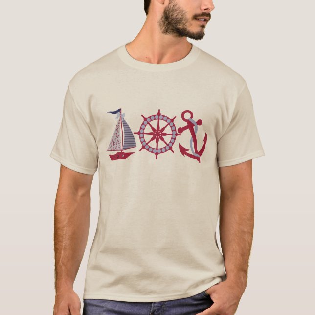Camiseta Barco de vela, rueda, anclaje (Anverso)