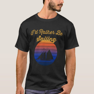 Camiseta Barco de Vela Silueta Atardecer Preferiría Estar N