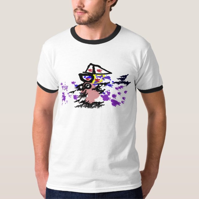 Camiseta Barco de verano y pescado  (Anverso)