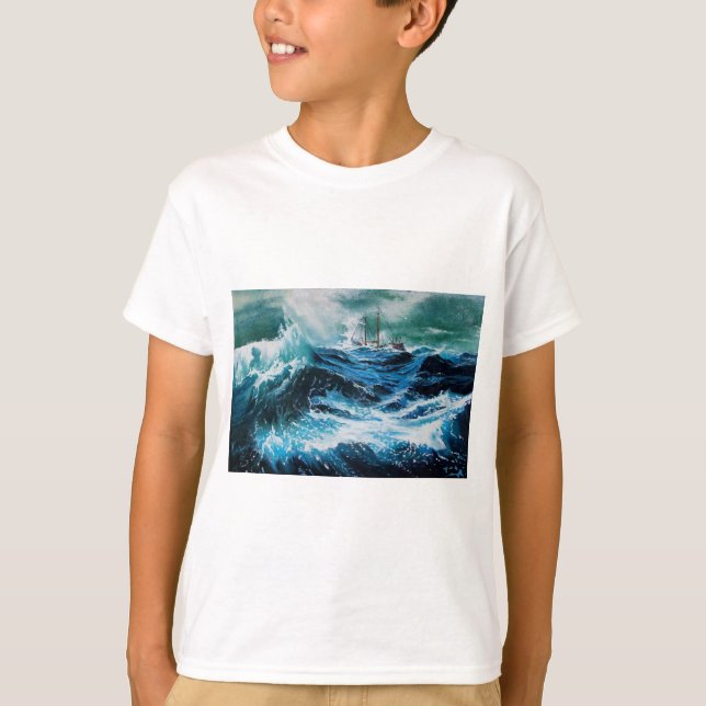 Camiseta Barco en el mar en tormenta (Anverso)